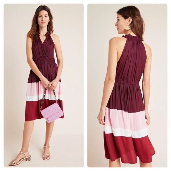 🅢🅐🅛🅔 Anthropologie Cobie Colorblocked Midi Dress 👗   Current Air - Picture 1 of 10